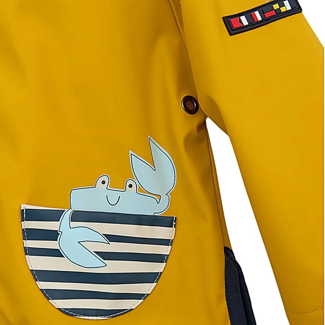 chubasquero bebé marinero Batela amarillo cangrejos forro rayas ref C3167