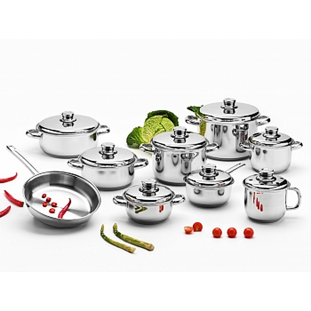 Cacerola baja inox Artame fondo impacto 1 cm con asas huecas soldadas y borde doblado