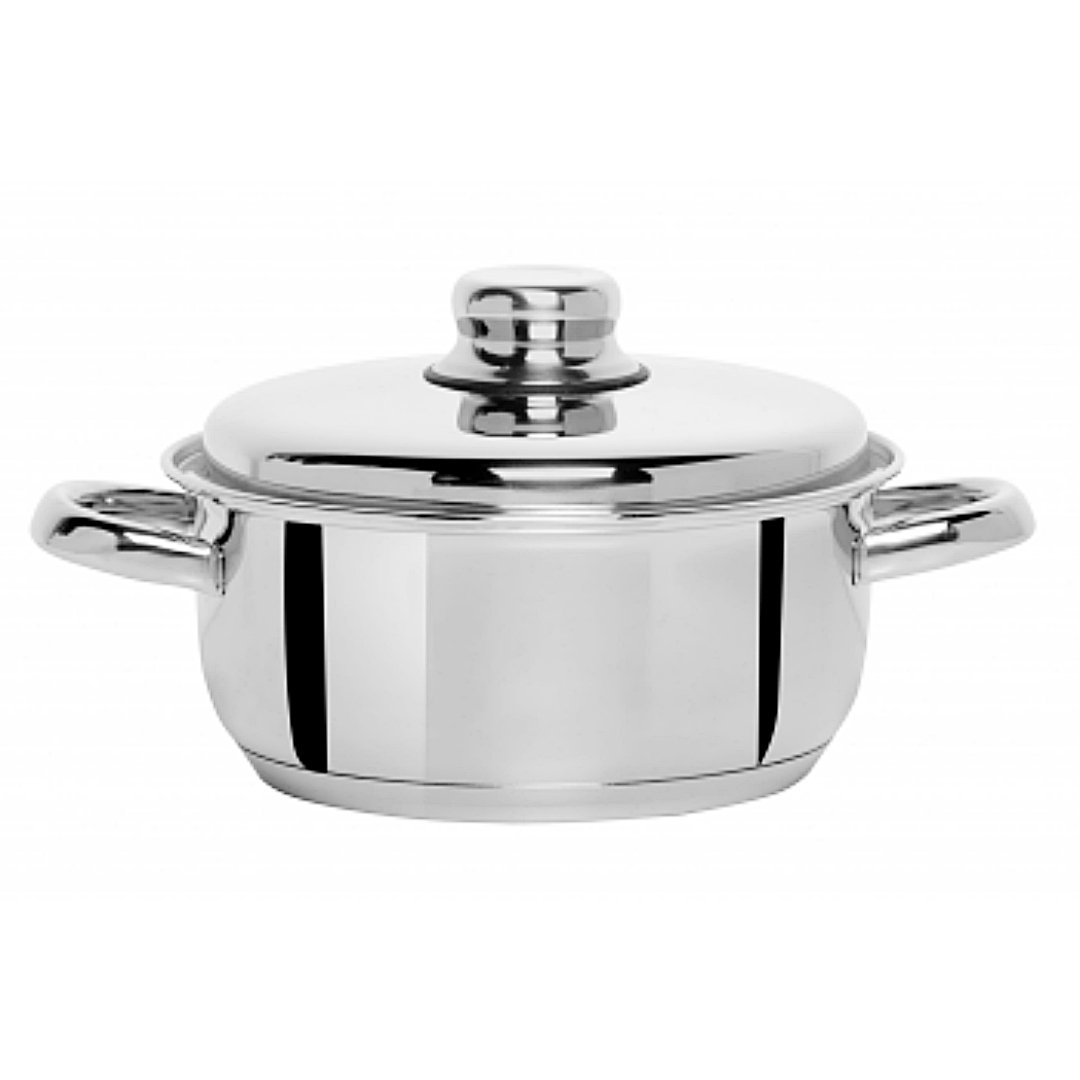 Cacerola inox Artame fondo impacto 1 cm con borde doblado y asas huecas soldadas