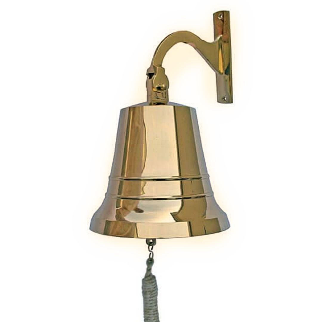 campana de barco de latón batela D0782 decoración marinera de pared con cuerda náutica