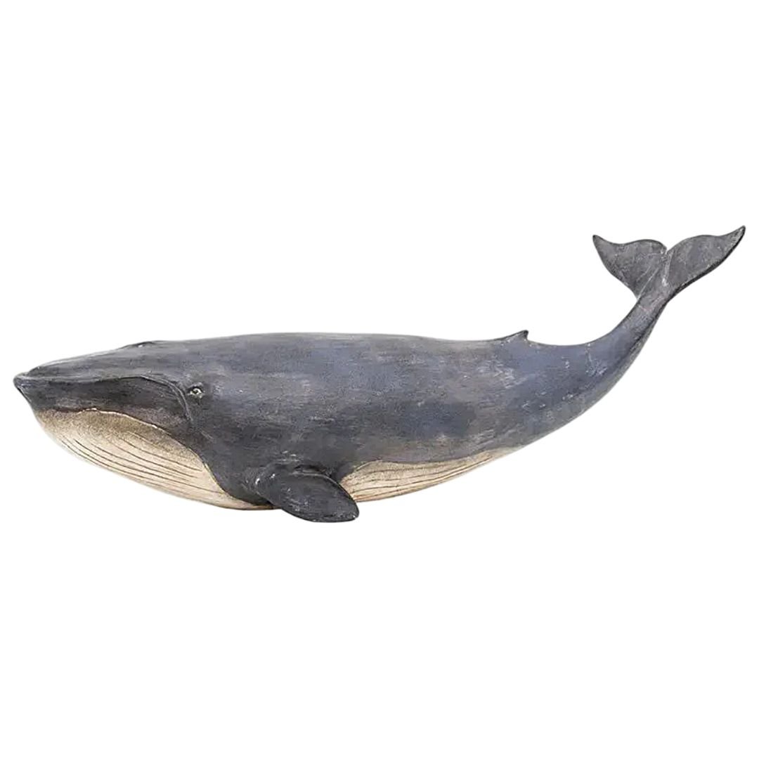 Ballena decorativa de resina azul de 80 x 27 cm para decoración marinera