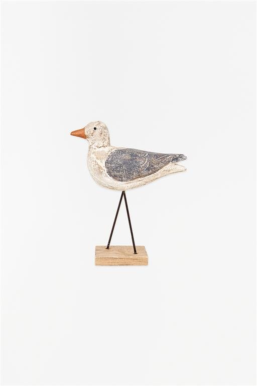 Pájaro decorativo de madera con patas de metal y acabado rústico, modelo Batela 26x29 cm