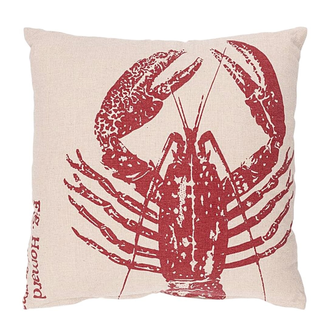 Cojín langosta Batela 45x45 cm en algodón rojo y blanco con relleno incluido