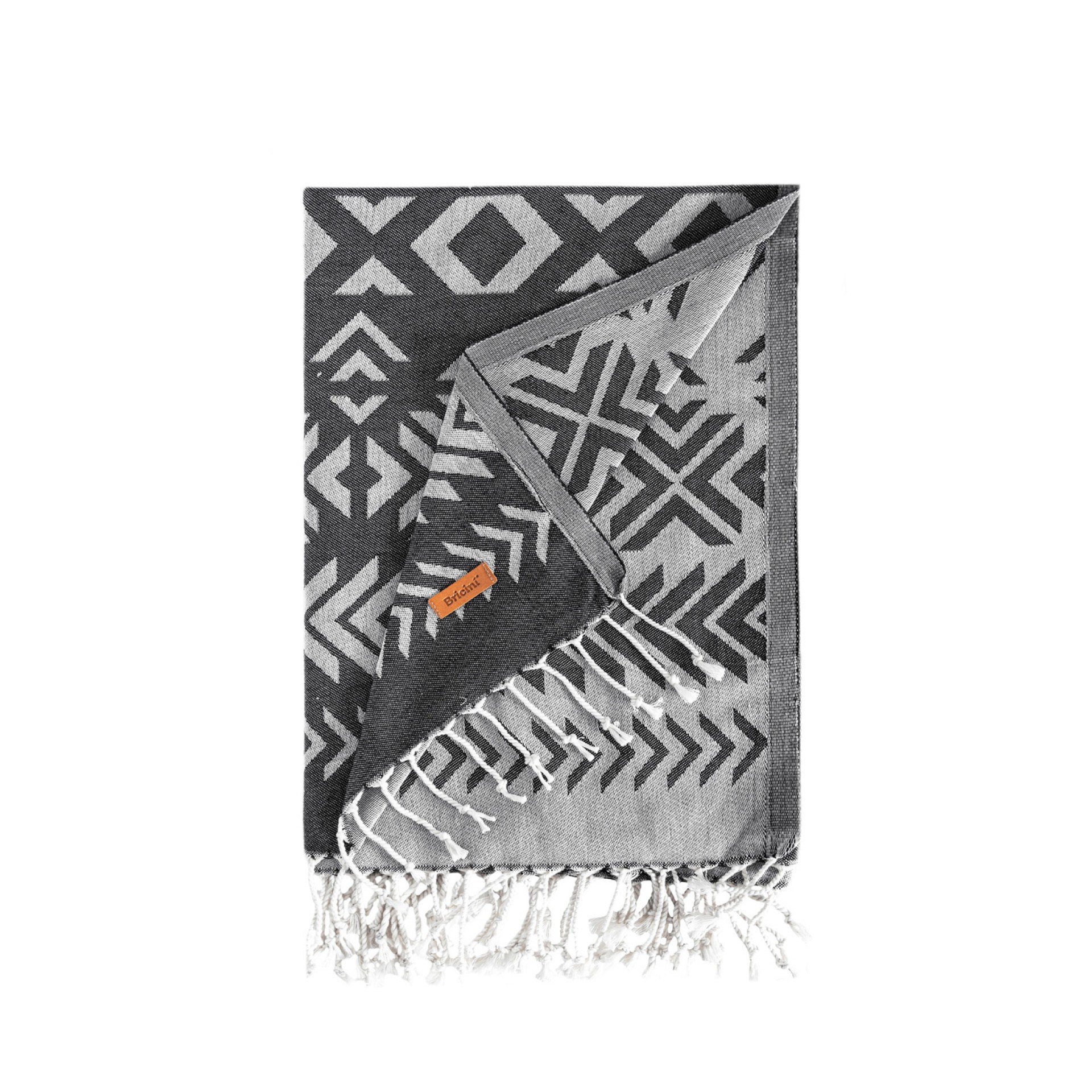 Toalla de playa Malcata 100x180 cm 100% algodón superligera con diseño geométrico y flecos