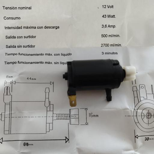 BOMBA AGUA LIMPIA PARABRISAS 12V 10006