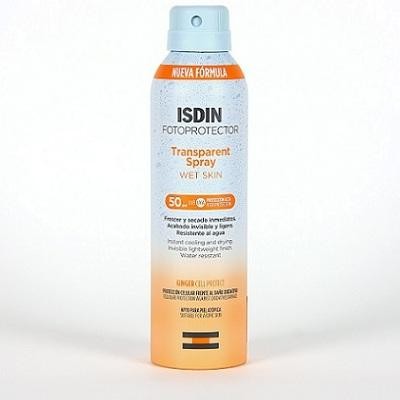 Fotoprotector spray transparente wet skin SPF50 Isdin 100 mL
