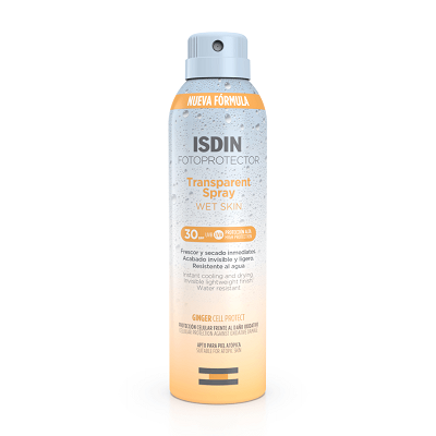 Fotoprotector spray transparente wet skin SPF30 Isdin 250 mL