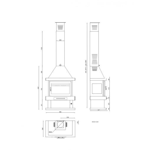 CHIMENEA METALICA FRONTAL MODELO C-200 [2]