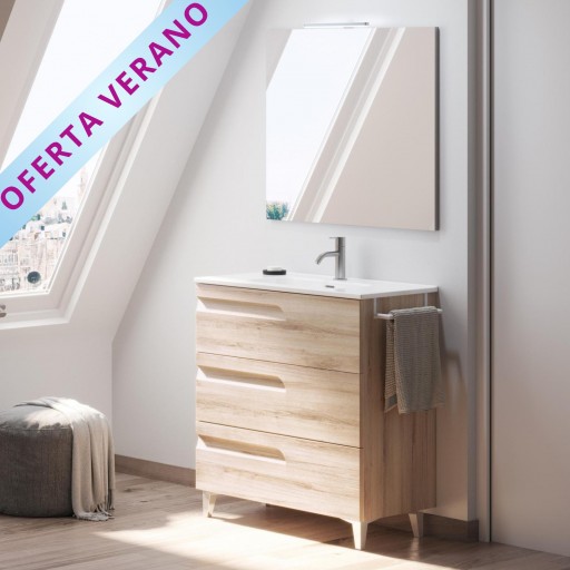 Mueble de baño Vitale fondo reducido con patas 3 cajones promocion de Royo