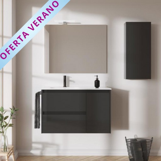 Mueble de baño Sansa suspendido 2 cajones con 1 puerta seno desplazado promocion de Royo