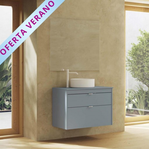 Mueble de baño Logika Compact suspendido 2 cajones sobre encimera promocion de Royo