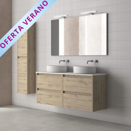 Mueble de baño Sansa suspendido 4 cajones sobre encimera doble seno promocion de Royo [0]