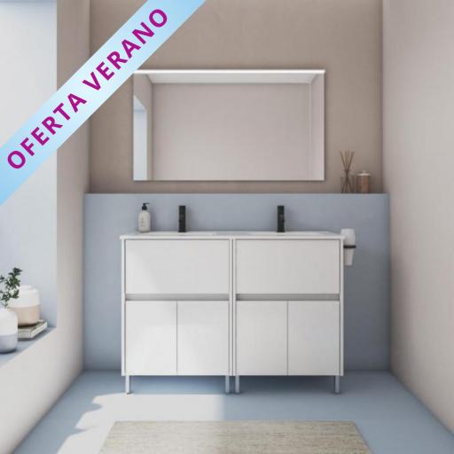 Mueble de baño Band con patas 2 cajones y 4 puertas doble seno promocion de Royo
