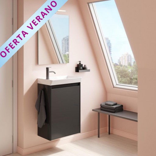 Conjunto completo mueble de baño Enjoy suspendido 1 puerta promocion de Royo