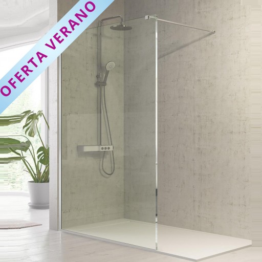 Mampara panel fijo Fresh FR633 1 hoja plata brillo para ducha de Kassandra