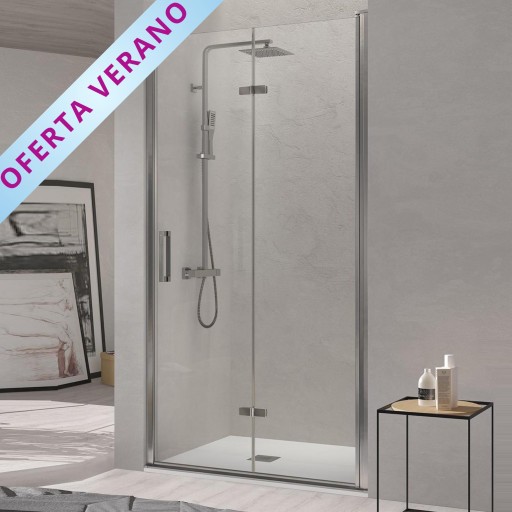 Mampara frontal Nardi 1 hoja plegable + 1 hoja fija plata brillo para ducha de Kassandra