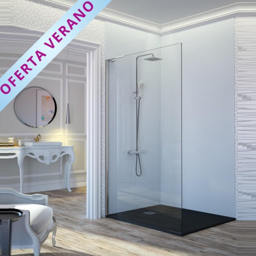 Mampara panel fijo Fresh FR703 1 hoja fija plata brillo para ducha de Kassandra