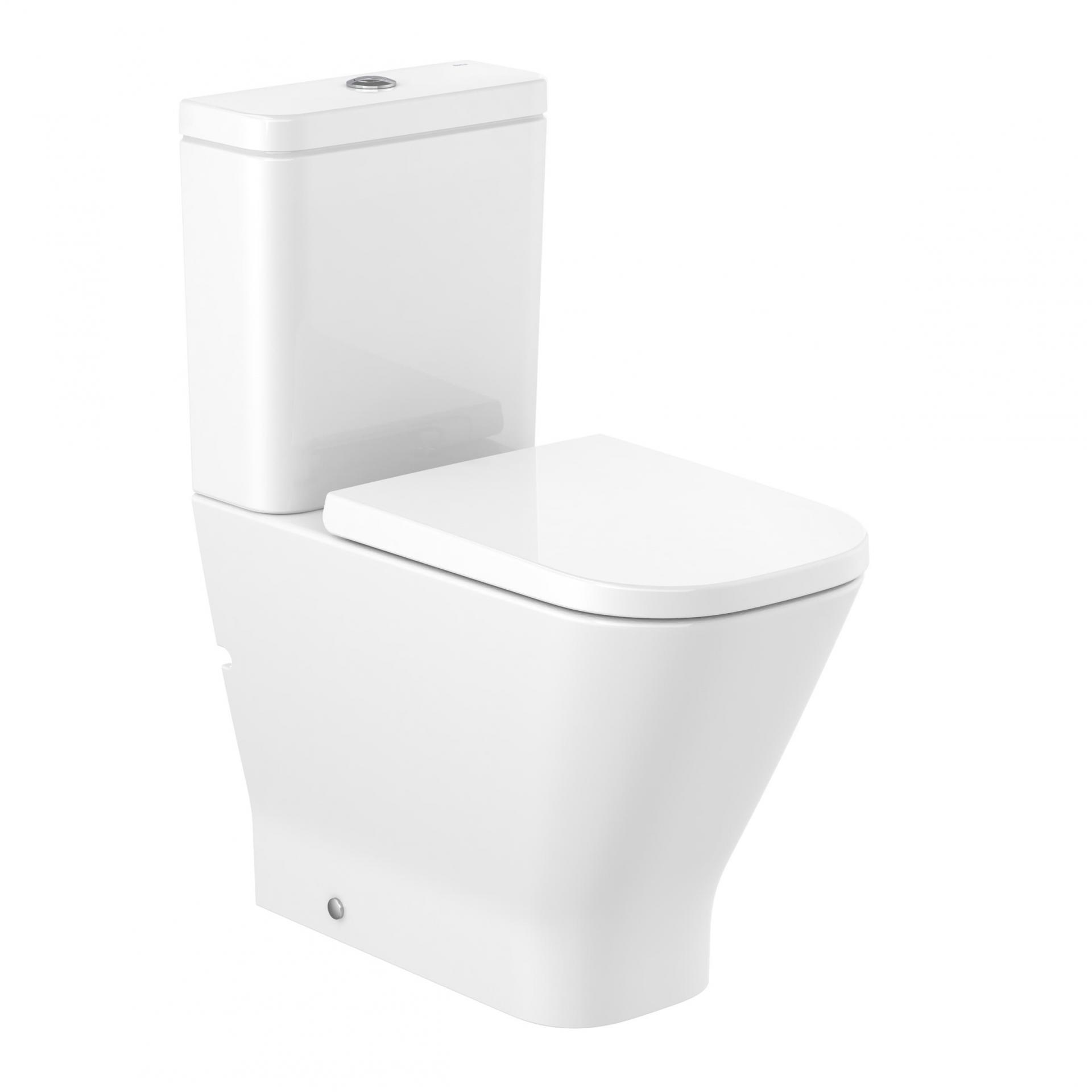 Inodoro The Gap Square comfort altura compacto adosado a pared con cisterna blanca de Roca