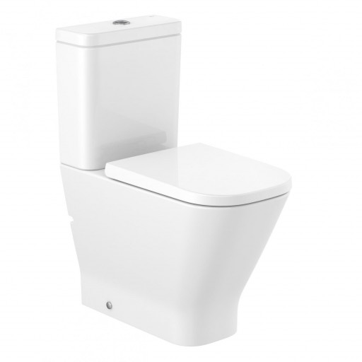 Inodoro The Gap Square comfort altura compacto adosado a pared con cisterna blanca de Roca