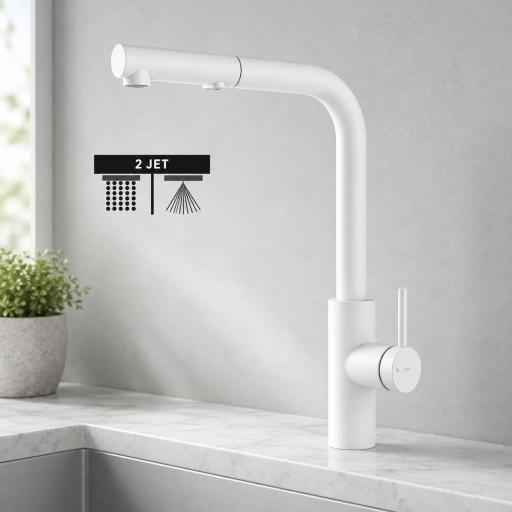 Grifo de cocina monomando Oporto blanco mate de Imex