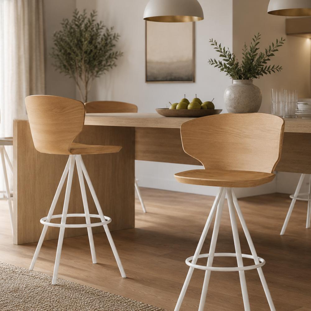 Taburete Alcor Aspa con brazos de Cancio