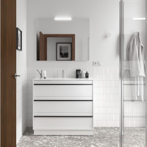 Mueble de baño Attila con patas 3 cajones white satin de Salgar [1]