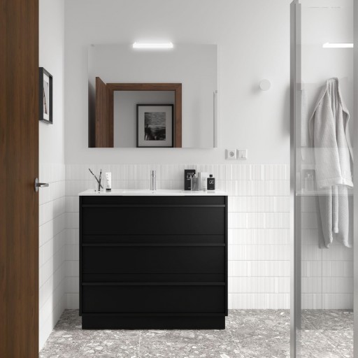 Mueble de baño Attila con patas 3 cajones black satin de Salgar [1]