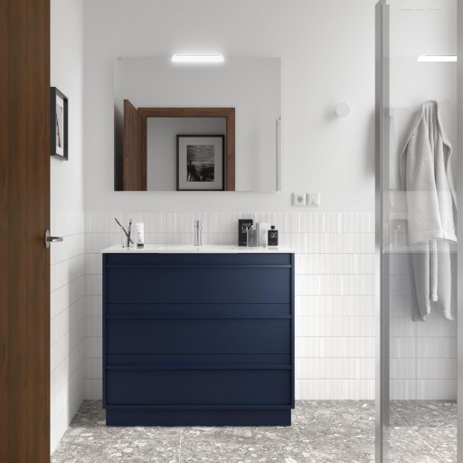 Mueble de baño Attila con patas 3 cajones blue satin de Salgar [1]