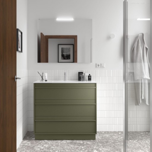 Mueble de baño Attila con patas 3 cajones green satin de Salgar [1]