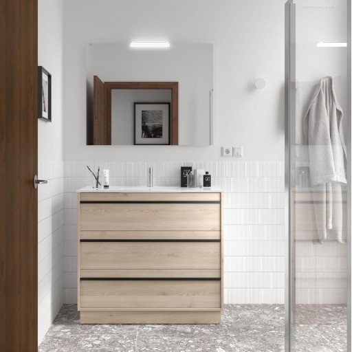 Mueble de baño Attila con patas 3 cajones natural de Salgar [1]