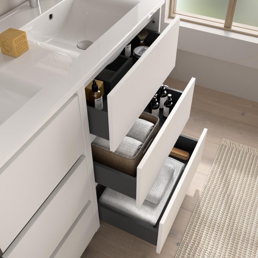 Mueble de baño Noja con patas 6 cajones doble seno white satin de Salgar [1]