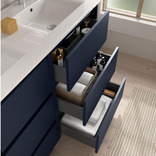 Mueble de baño Noja con patas 6 cajones doble seno blue satin de Salgar [1]