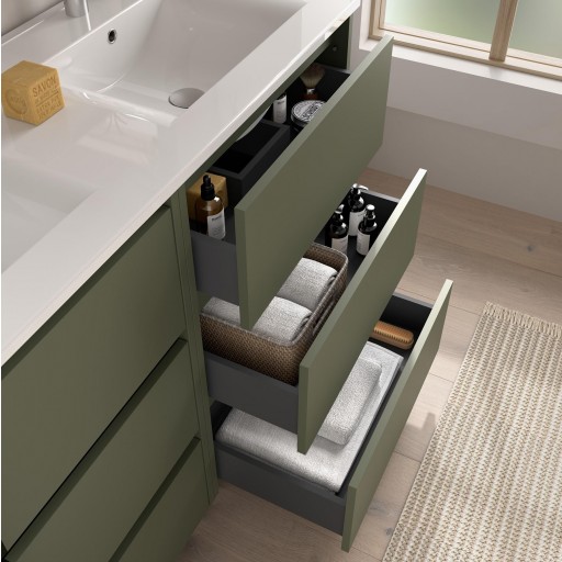 Mueble de baño Noja con patas 6 cajones doble seno green satin de Salgar [1]