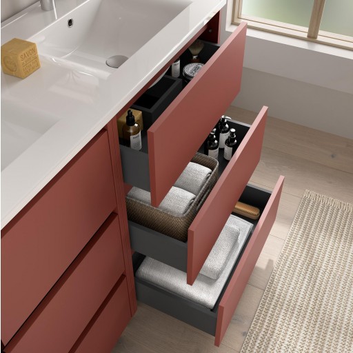 Mueble de baño Noja con patas 6 cajones doble seno red satin de Salgar [1]