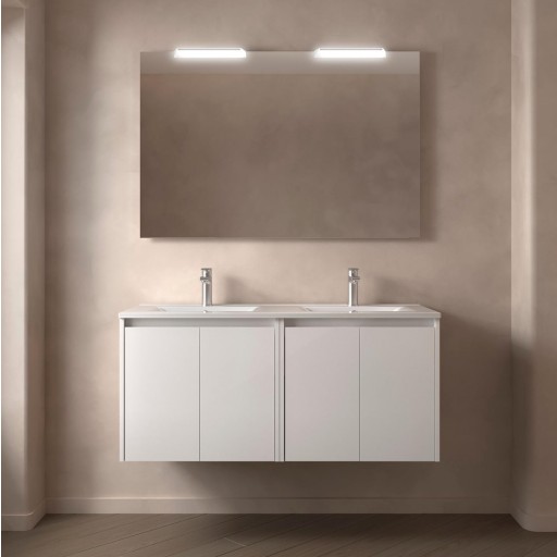 Mueble de baño Noja suspendido 4 puertas 120 cm doble seno de Salgar con diferentes acabados