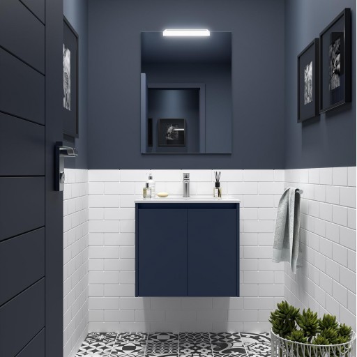 Mueble de baño Noja suspendido 2 puertas blue satin de Salgar