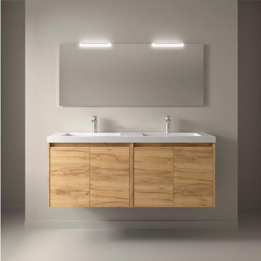 Mueble de baño Noja suspendido 4 puertas  carga mineral doble seno 140 cm de Salgar con diferentes [4]
