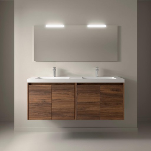 Mueble de baño Noja suspendido 4 puertas  carga mineral doble seno 140 cm de Salgar con diferentes [5]