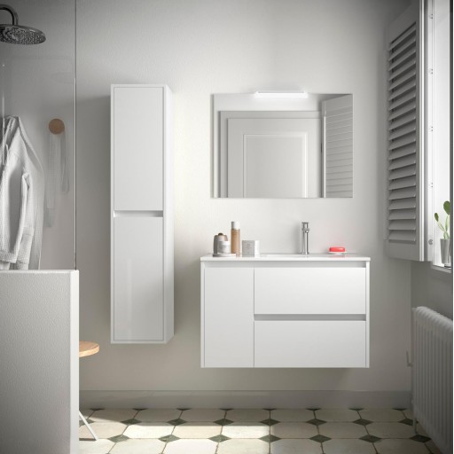 Conjunto completo mueble de baño Noja suspendido 2 cajones y 1 puerta white gloss de Salgar [1]