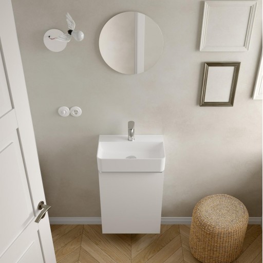 Mueble de baño Aida suspendido 1 puerta fondo reducido de Salgar con diferentes acabados [1]