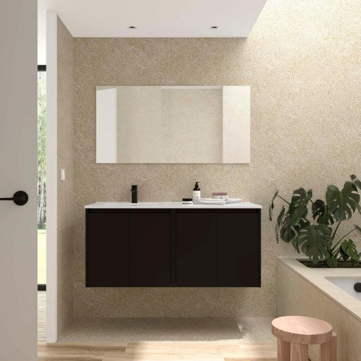 Mueble de baño Noja suspendido 4 puertas 120 cm seno desplazado de Salgar con diferentes acabados [1]