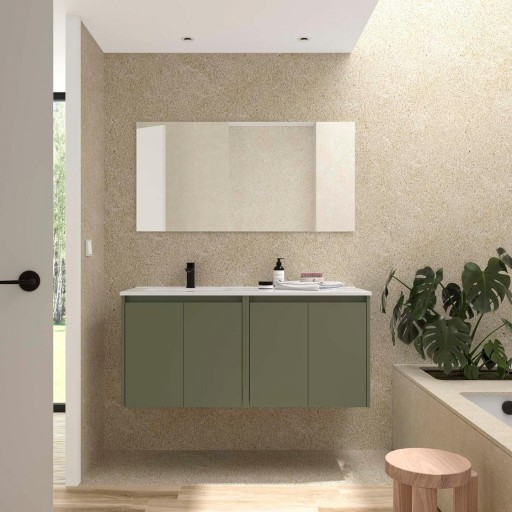Mueble de baño Noja suspendido 4 puertas 120 cm seno desplazado de Salgar con diferentes acabados [3]