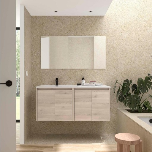 Mueble de baño Noja suspendido 4 puertas 120 cm seno desplazado de Salgar con diferentes acabados [4]