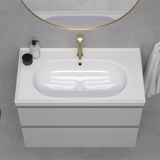 Mueble de baño Elena 2 cajones suspendido de Avila Dos con lavabo Three [4]