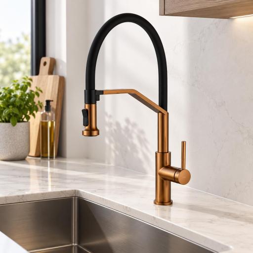 Grifo de cocina monomando Véneto oro rosa cepillado de Imex [0]