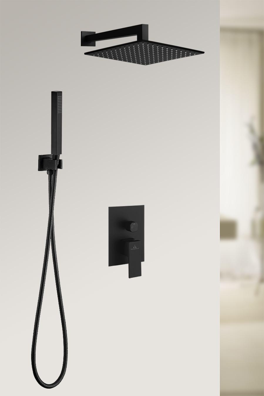 Conjunto de ducha + distribuidor León de Aquassent en negro
