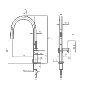 Grifo de cocina monomando extraíble Canadá negro mate de Imex [1]