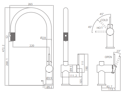 Grifo de cocina monomando extraíble Lazio cromado de Imex [1]