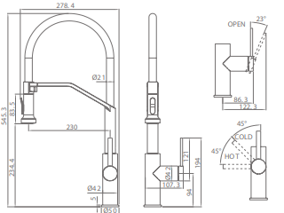 Grifo de cocina monomando Véneto oro rosa cepillado de Imex [1]