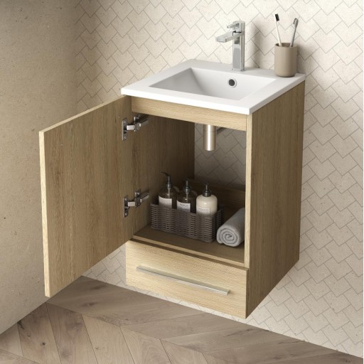 Conjunto completo mueble de baño Cube 1 cajon + 1 puerta de Ordoñez [1]